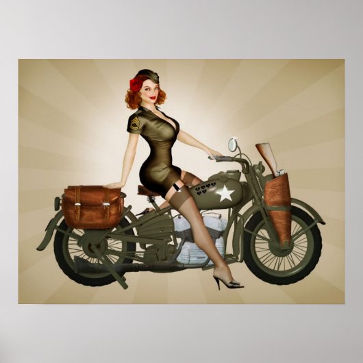 Sgt Davidson Army Motorrad Pinup Poster (Vorne)