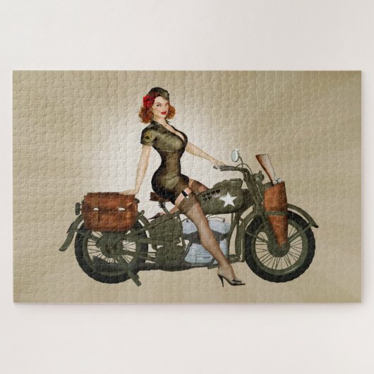 Sgt Davidson Army Motorrad Pinup Puzzle (Horizontal)