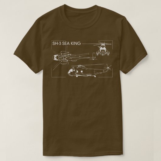SH3 Sea King Helicopter Blueprint Diagramm T-Shirt (Design vorne)