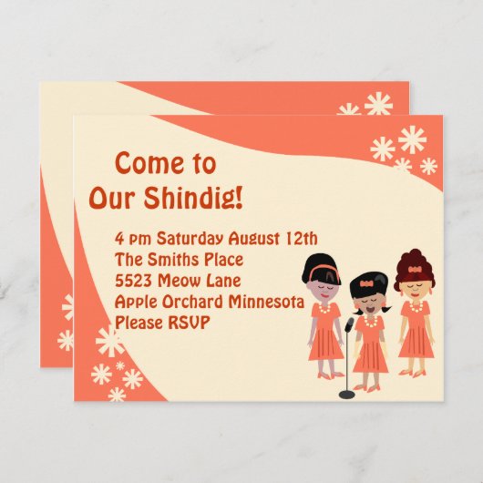 Sha La A Girl Group Shindig Einladung (Vorne/Hinten)