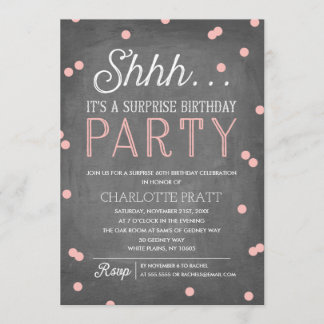 Sha Überraschung Geburtstagsparty Pink und Chalkbo Einladung