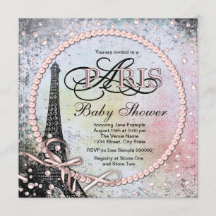 Shab Chic Paris Baby Shower Einladung