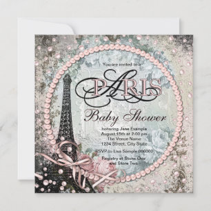 Shab Chic Paris Babyparty Einladung