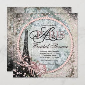 Shab Chic Paris Brautparty Einladung (Vorne/Hinten)