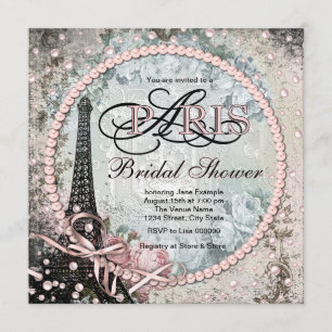 Shab Chic Paris Brautparty Einladung