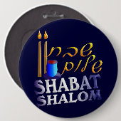 Shabat Shalom Button (Vorne & Hinten)