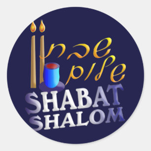 Shabat Shalom Runder Aufkleber
