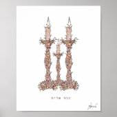 Shabbat Candles Floral Poster (Vorne)