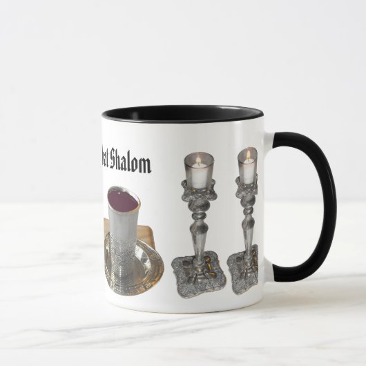 Shabbat Challah, Messer, Wein u. Kerzen Tasse (Rechts)