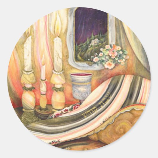 Shabbat Runder Aufkleber (Vorderseite)