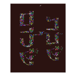 Shabbat Schalom aus Edelsteinen in allen Farben Fotodruck