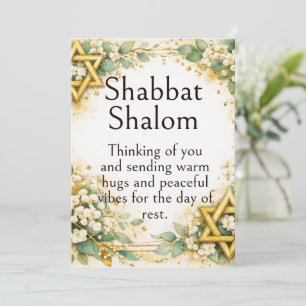 Shabbat Schalom, Eukalyptus Baby-Breath Gold Wunsc Karte
