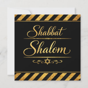 Shabbat Schalom jüdische Judaica Gold Schwarz Luxu Dankeskarte
