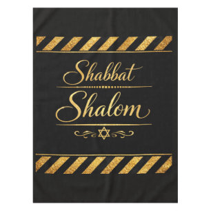 Shabbat Schalom jüdische Judaica Gold Schwarz Luxu Tischdecke