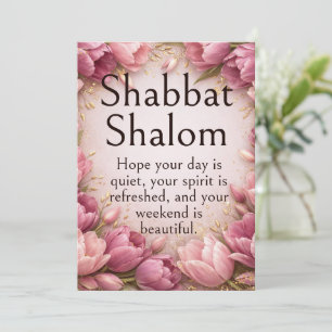 Shabbat Schalom, Mauve-Pinke Tulpen, Whimsicalisch Karte
