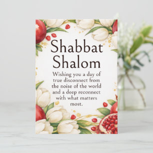 Shabbat Schalom, Rote Granatäpfel, Goldene Tulpen Karte