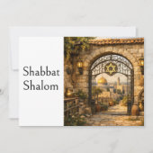 Shabbat Schalom, Tor in Jerusalem, rustikale Kunst Einladung (Vorderseite)