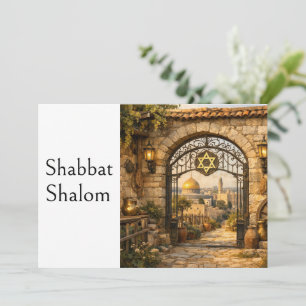 Shabbat Schalom, Tor in Jerusalem, rustikale Kunst Einladung