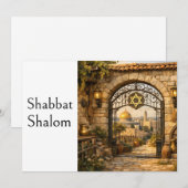 Shabbat Schalom, Tor in Jerusalem, rustikale Kunst Einladung (Vorne/Hinten)