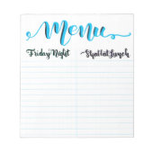 Shabbat Shabbos Menu Notepad Notizblock (Vorderseite)