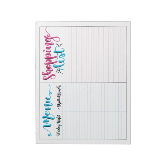 Shabbat Shabbos Menü Shopping List Notepad Notizblock (Rotiert)