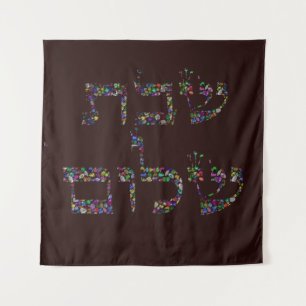 Shabbat Shalom aus Edelsteinen in allen Farben Wandteppich