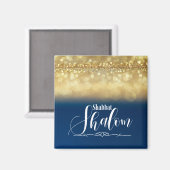 Shabbat Shalom Blue Gold Glitzer Sparkle Glam Luxe Magnet (Vorderseite/Rückseite)
