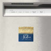 Shabbat Shalom Blue Gold Glitzer Sparkle Glam Luxe Magnet (In Situ (Geschirrspüler))