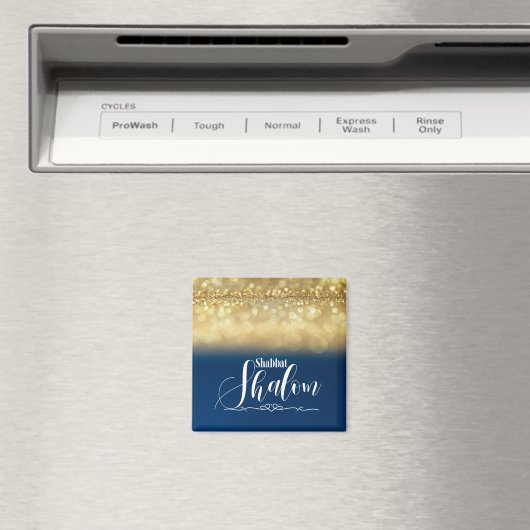 Shabbat Shalom Blue Gold Glitzer Sparkle Glam Luxe Magnet (In Situ (Geschirrspüler))