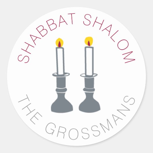 Shabbat Shalom Candles Custom Stickers (Vorderseite)