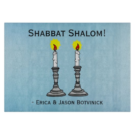 Shabbat Shalom Candles Glass Schneidebrett (Vorderseite)