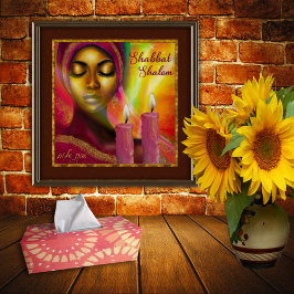 Shabbat Shalom Candles Hebräische afrikanische Fra Poster