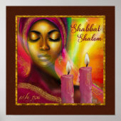 Shabbat Shalom Candles Hebräische afrikanische Fra Poster (Vorne)