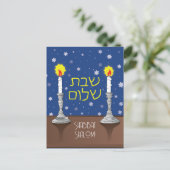 Shabbat Shalom Candles Postkarte (Stehend Vorderseite)