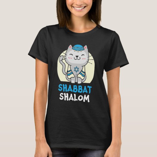 Shabbat Shalom Cat   Holy Day Judaism Yom Kippur T-Shirt (Vorderseite)