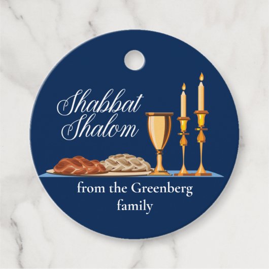Shabbat Shalom Custom Blue Sabbat Dinner Geschenkanhänger (Vorderseite)