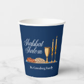 Shabbat Shalom Custom Blue Sabbat Dinner Pappbecher (Vorderseite)