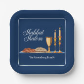 Shabbat Shalom Custom Blue Sabbat Dinner Pappteller (Vorderseite)