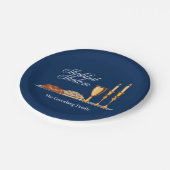 Shabbat Shalom Custom Blue Sabbat Dinner Pappteller (Schrägansicht)