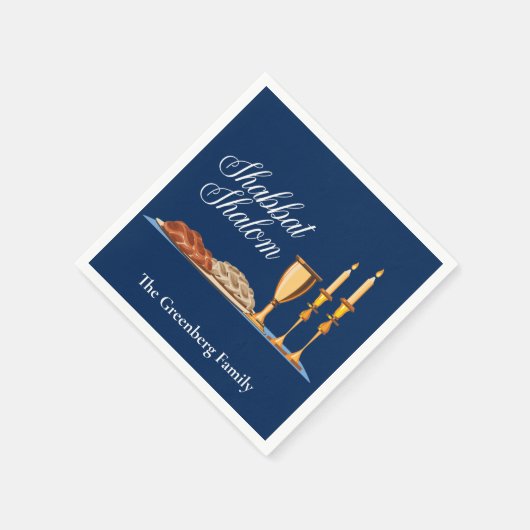 Shabbat Shalom Custom Blue Sabbat Dinner Serviette (Ecke)