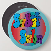 Shabbat Shalom Hippy Art Button (Vorne & Hinten)
