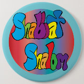 Shabbat Shalom Hippy Art Button (Vorderseite)