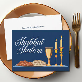 Shabbat Shalom Jewish Family Blue Custom Dinner Einladung