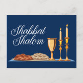 Shabbat Shalom Jüdisches Abendessen Einladung Postkarte (Vorderseite)