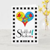 Shabbat Shalom Magen David Grußkarte Karte (Gelbe Blume)