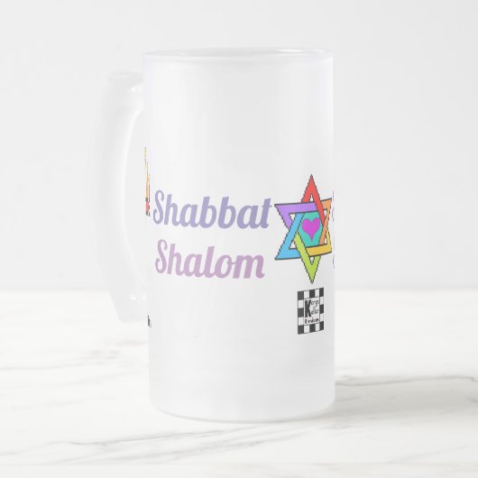 Shabbat Shalom Menorah mattierte Tasse (Vorderseite Links)
