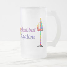 Shabbat Shalom Menorah mattierte Tasse