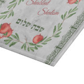 Shabbat Shalom Pomegranates Hebrew Challah Schneidebrett (Ecke)