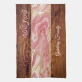 Shabbat Shalom Red Marble on Wood Effect Geschirrtuch (Vertikal)