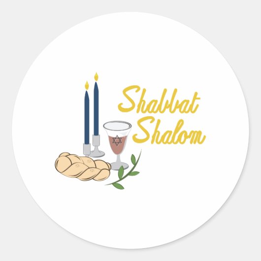 Shabbat Shalom Runder Aufkleber (Vorderseite)
